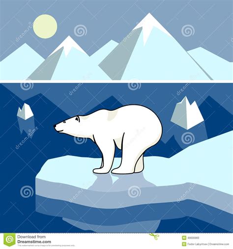 Urso Polar Em Uma Banquisa De Gelo Paisagem Polar Ilustração do Vetor