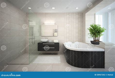 Interior Of The Modern Design Bathroom With Jacuzzi Stock Illustration