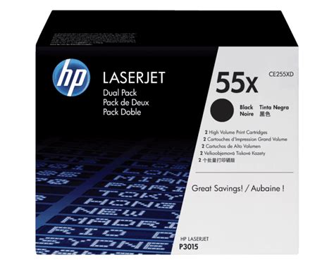 Pack de 2 Cartuchos de Tóner HP 55X Negro Alto Rendimiento LaserJet