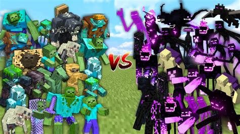 ALL ZOMBIES Vs ALL ENDERMEN In Minecraft Mob Battle Minecraft Videos