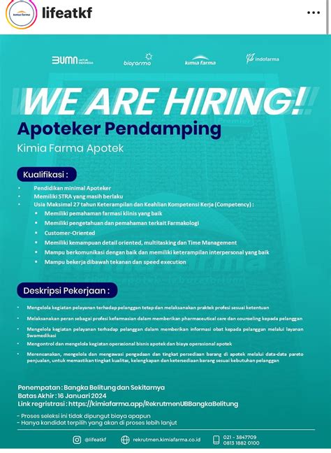 Info Loker Apoteker Pendamping Apoteker Pengelola Apotek Tenaga