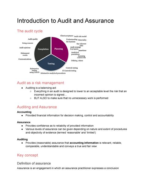 Week Introduction To Audit And Assurance Introduction To Audit