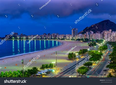 Sunrise View Copacabana Beach Avenida Atlantica Stock Photo