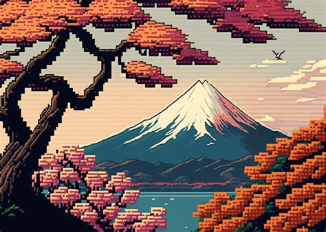 Mount Fuji Pixel Art Poster By Illustration Art Displate