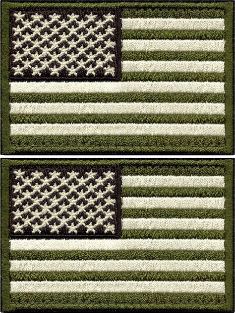 Green American Flag Tactical Patch 2 Pack Olive Drab