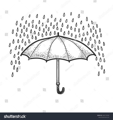 Umbrella Protects Rain Sketch Engraving Vector Stock Vector Royalty