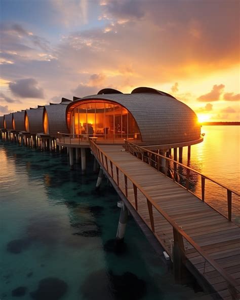 Premium AI Image | Water villa over water in maldives