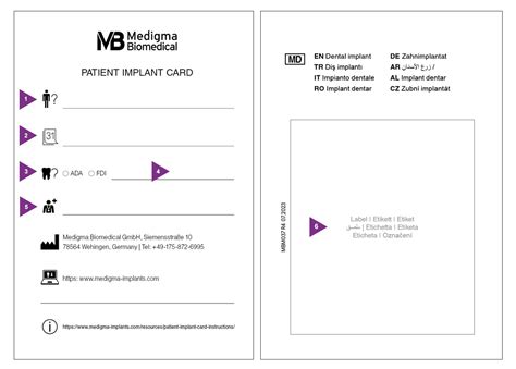 Patient Implant Card Instructions Medigma Biomedical Gmbh