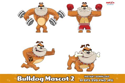 Bulldog Cartoon Mascot Character 2 Vector Hand Drawn Collection By