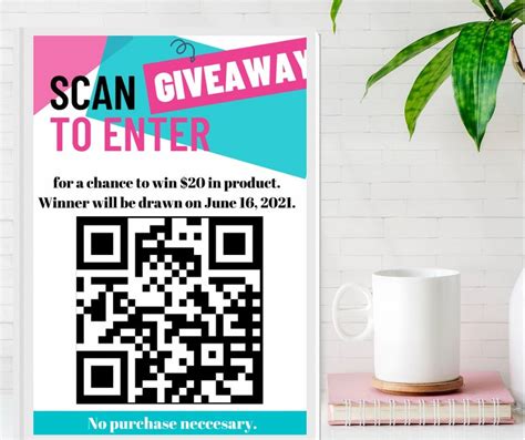 Enter To Win QR Code Sign Enter To Win Printable Giveaway Etsy