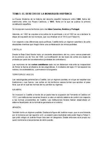 TEMA 5 EL DERECHO DE LA MONARQUIA HISPANICA Pdf