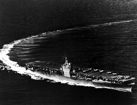 Aircraft Carrier Uss Ranger Cv 4 Making A Tight Turn To Port 1941