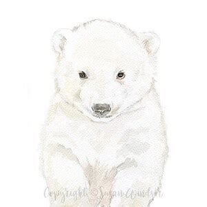 Polar Bear Cub Watercolor Painting Giclee Reproduction Nursery Art Arctic Animals UNFRAMED - Etsy