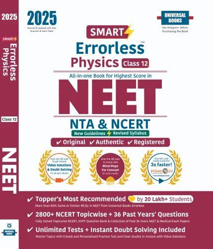 Smart Errorless Physics Neet 2025 Class 12 Ncert And Nta Based Indias