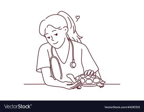 Female veterinarian take care of turtle Royalty Free Vector