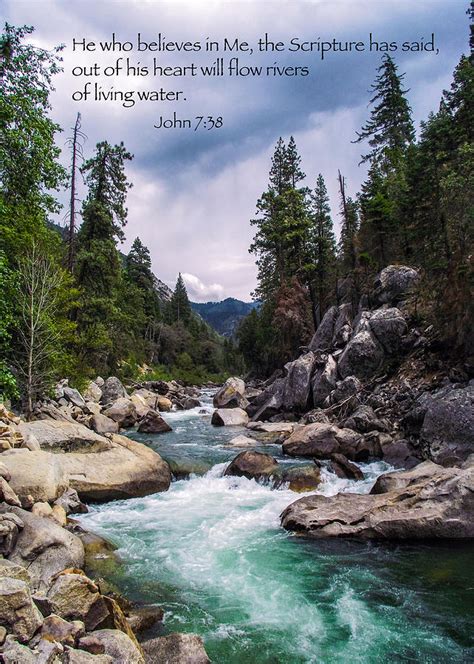 Inspirational Bible Scripture Emerald Flowing River Fine Art Original Photography Photograph By