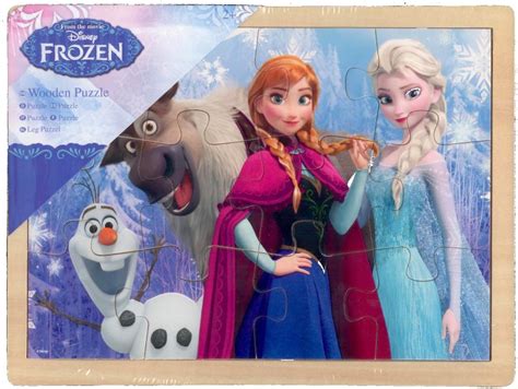 Disney Princess Frozen Wooden Pcs Puzzle Jigsaw Tray Anna Elsa