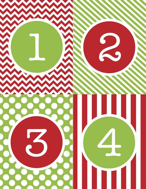 Christmas Countdown Free Printable Advent Calendar Numbers