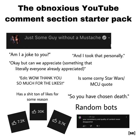 Obnoxious Youtube Comment Section Starter Pack Rstarterpacks