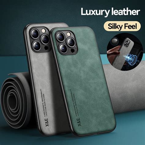 Cheap Lambskin Leather Magnetic Shockproof Phone Back Cover Case For