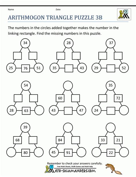 Printable Math Puzzles For 6Th Grade | Printable Crossword Puzzles