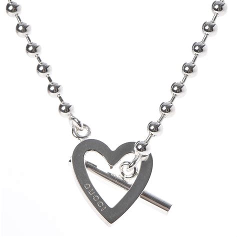 GUCCI Sterling Silver Heart Toggle Necklace 291246