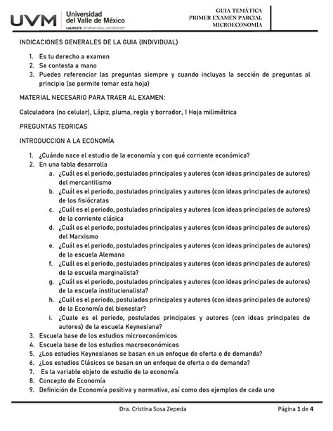 Guia Microeconomia Primer Parcial Primer Examen Parcial Microeconom A