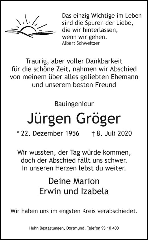 Traueranzeigen von Jürgen Gröger sich erinnern de