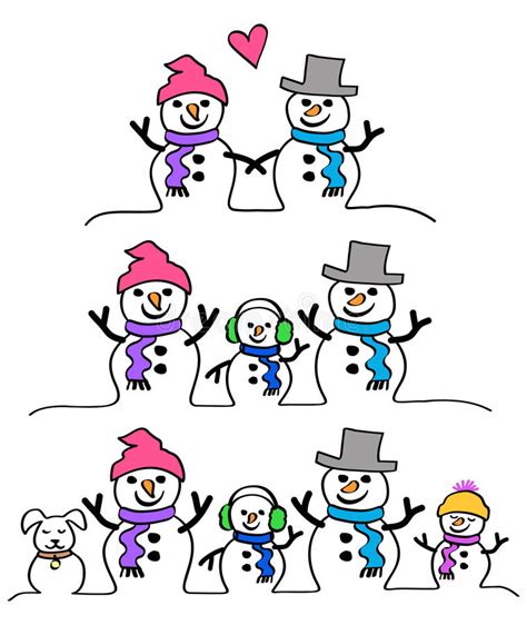 Pares Y Familia Del Mu Eco De Nieve Ilustraci N Del Vector