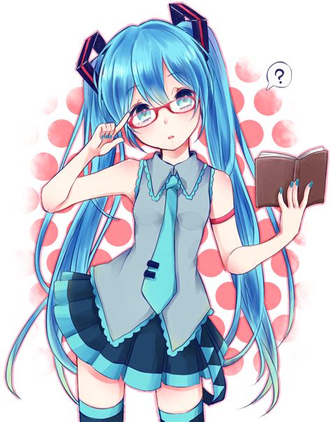 Safebooru 1girl Bespectacled Blue Eyes Blue Hair Book Glasses Hatsune Miku Highres Long Hair