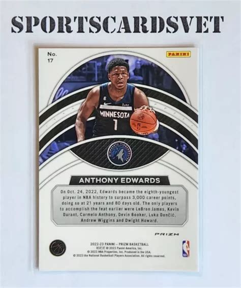 2022 23 PANINI PRIZM ANTHONY EDWARDS Dominance Argent Prizm