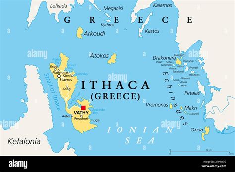 Ithaca Regional Unit Political Map Part Of Ionian Islands In Greece
