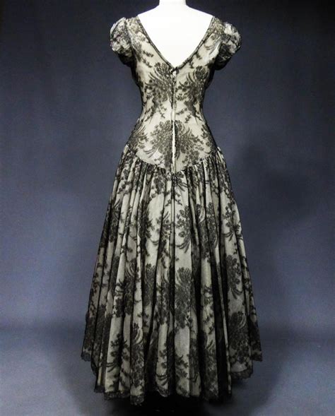 A Christian Dior Lace Couture Gown Collection Ligne Oblique Circa 1950 For Sale At 1stdibs