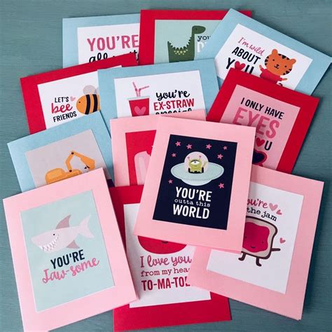 12ct Assorted Valentine Card Set Valentine Note Cards Blank Etsy