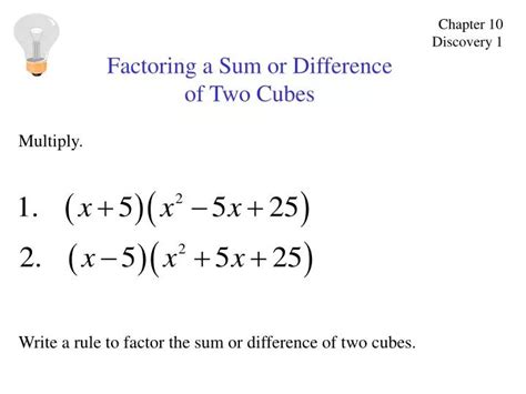 Ppt Factoring A Sum Or Difference Of Two Cubes Powerpoint