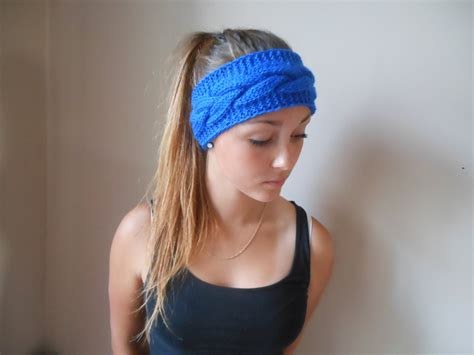 Knit Cable Headband Ear Warmer Head Warmer Cobalt Choose Color Etsy