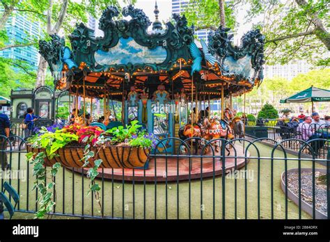 New York City/USA - May 24, 2019 Bryant Park Carousel. Bryant Park, also Known as Manhattan's ...