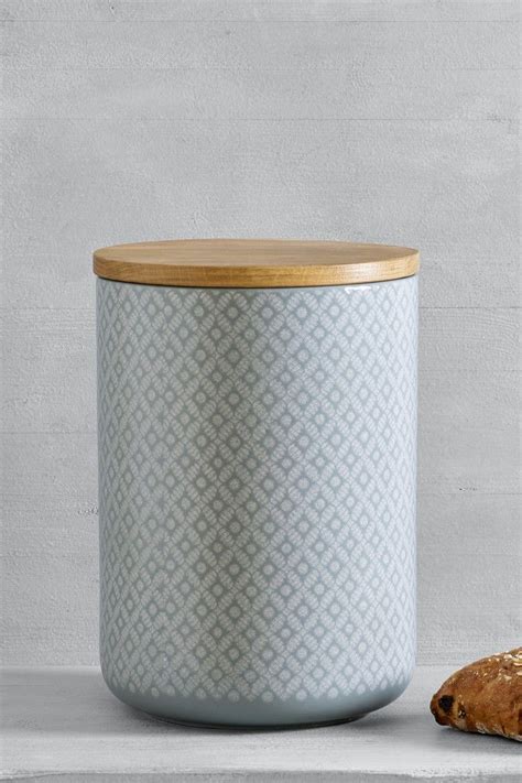 Next Geo Bread Bin Grey Jar Storage Bread Bin Printed Tea Towel