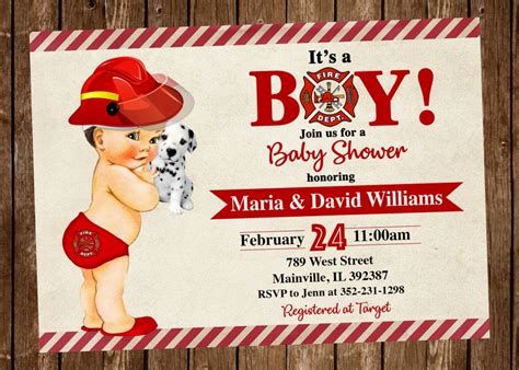 Fireman Baby Shower Firefighter Baby Shower Invitation Baby Etsy