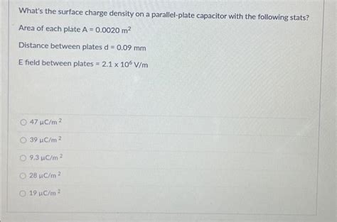 Solved What's the surface charge density on a parallel-plate | Chegg.com