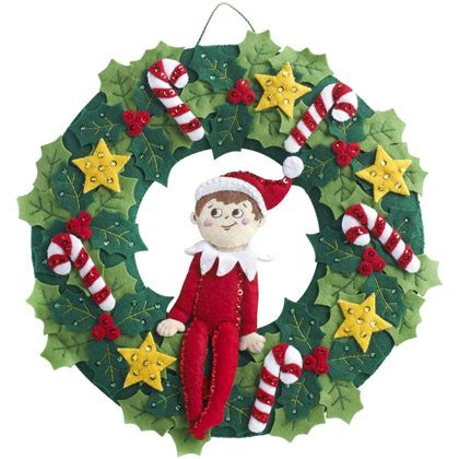 Elf On The Shelf Scout Elf Wreath Felt Applique From Bucilla Bucilla