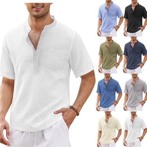 Cheap Summer New Mens Short Sleeved T Shirt Cotton And Linen Led Casual Mens T Shirt Shirt