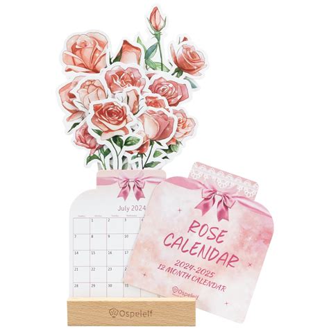 Ospelelf Floral Desk Calendar 2024 2025 Mini Monthly Standing Flip