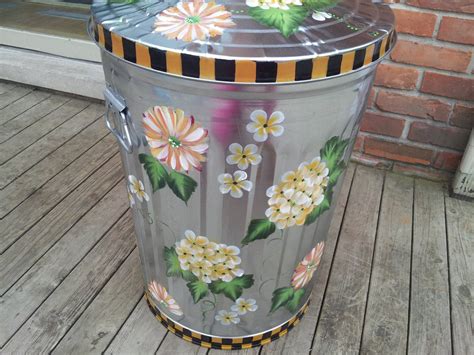 Gallon Hand Painted Galvanized Trash Can