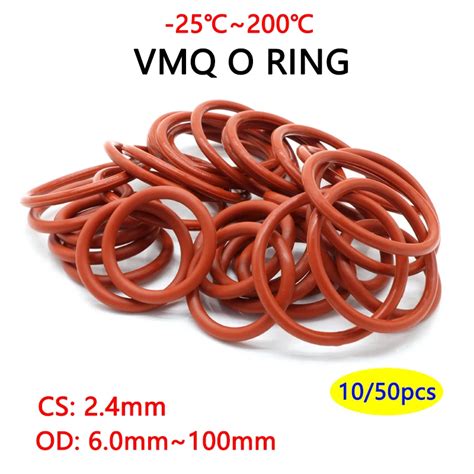 10 50Pcs Food Grade VMQ O Ring Gasket CS 2 4mm OD 6 100mm Waterproof