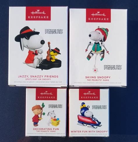 2022 Hallmark Keepsake Peanuts Snoopy Charlie Brown Ornaments Lot Of 4 Nib Antique Price