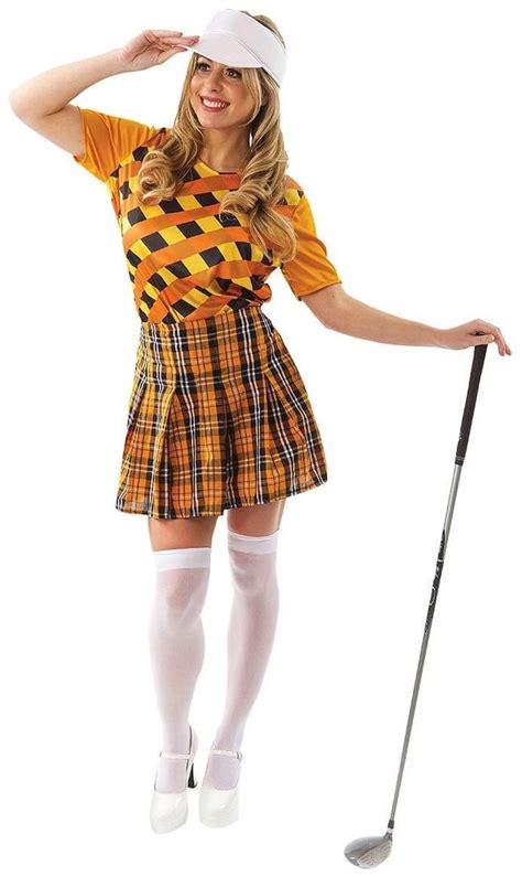 Female Golfer Costume Orange Black Partybell Golf Costumes