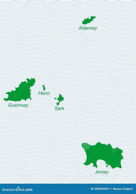 Herm Ans Sark Islands Map Cdr Format Vector Illustration