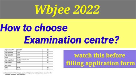 How To Choose Exam Centre Wbjee Wbjee Application Form Process