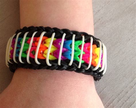 Rainbow Loom Bracelet Sailor S Pinstripe Reversible Cuff Bracelet Neon